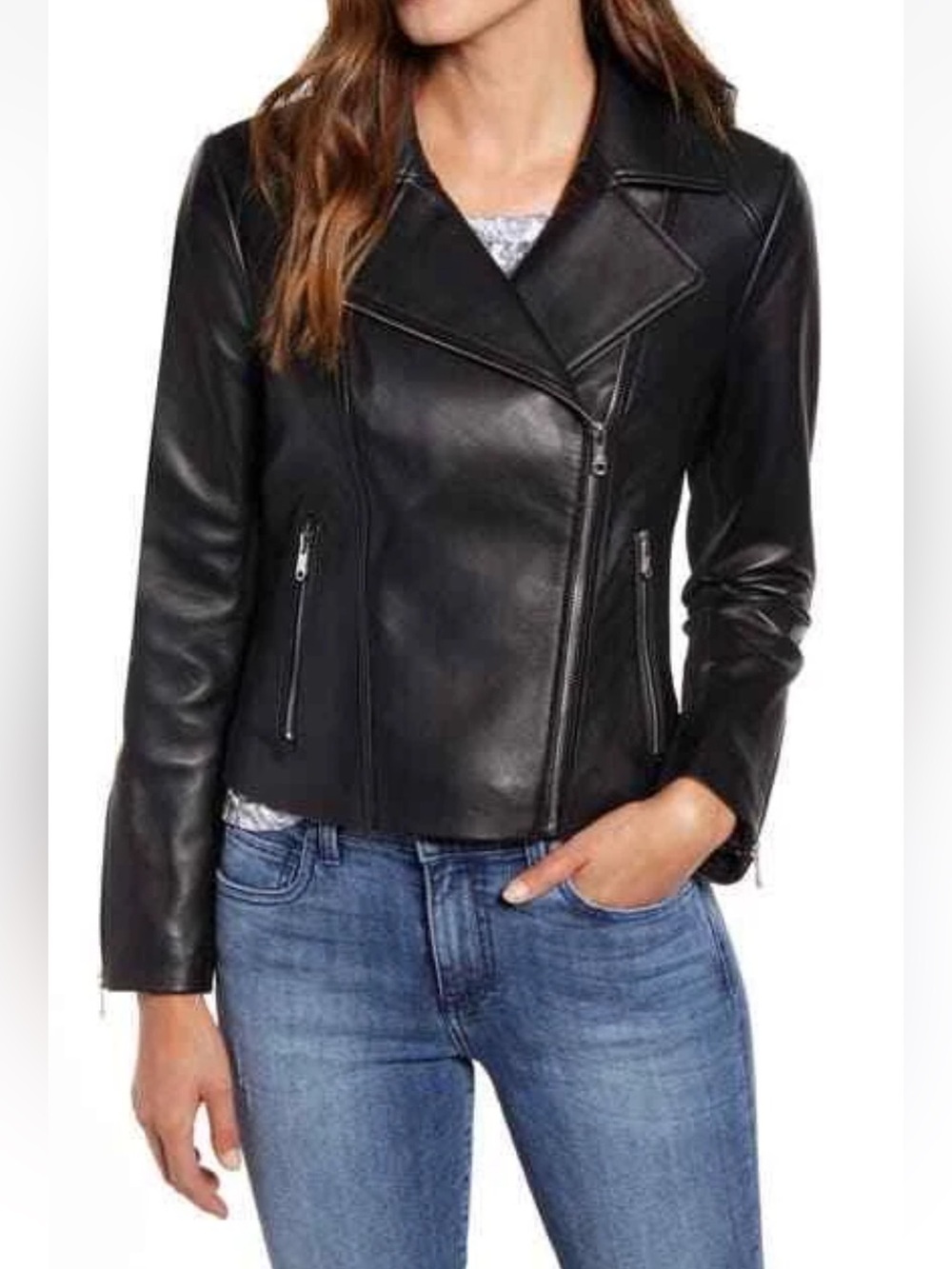 Sam Edelman Black Leather Moto Jacket - Women Small